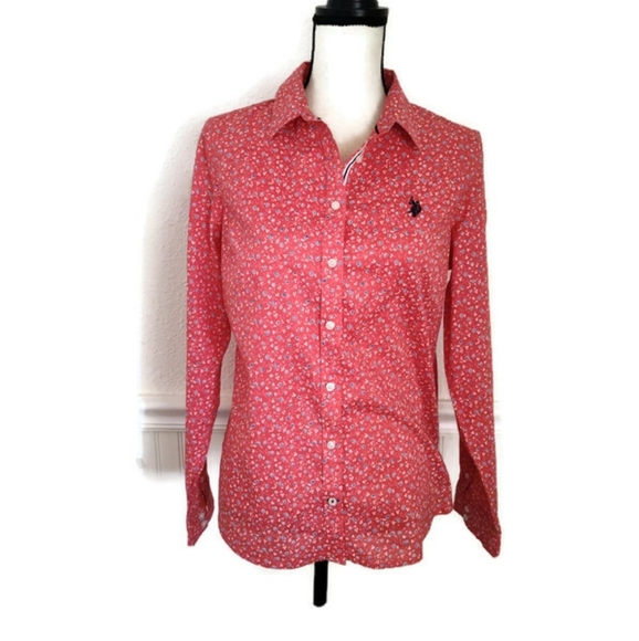 U.S Polo Assn. Red Floral Prarie Cotton Print Button Up Shirt - Picture 3 of 5
